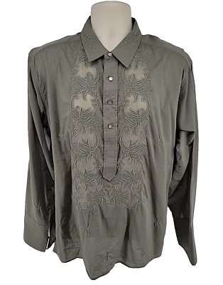 J. Peterman Men's Embroidered Boho Peasant Shirt L Cotton India Festival Artisan - Image 1 of 4