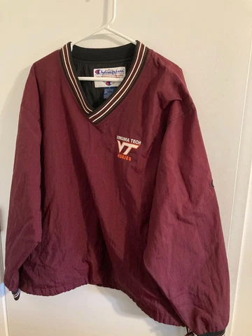 Virginia Tech Hokies NCAA  long sleeve wind jacket shirt Champion sz adult Large Cover