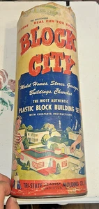 Vintage BLOCK CITY Kunststoff Blöcke Set mit Kanister 50er Jahre Tri-State - B 750 - Bild 1 von 4