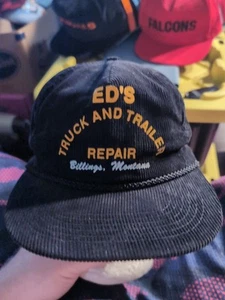 Vintage Ed's Truck And Trailer Repair Billings MT Corduroy Buckle Trucker Hat - Picture 1 of 4