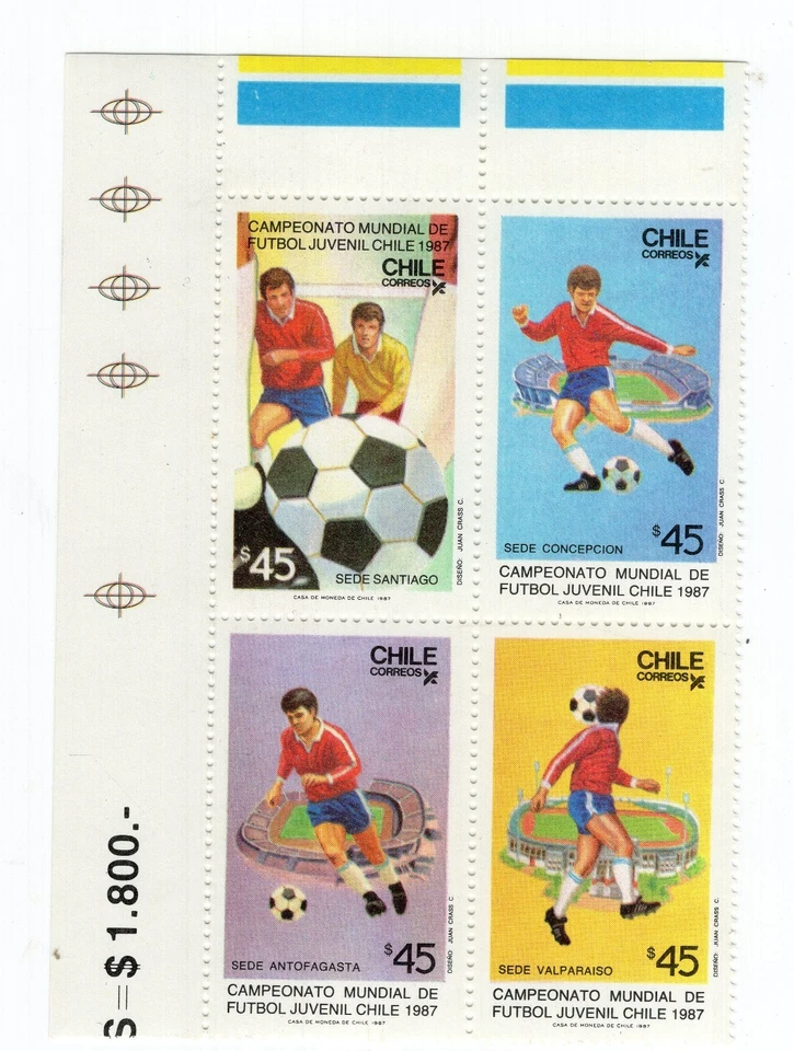 CHILE 1987 Fútbol Fútbol Fútbol Juvenil Copa Mundial Hoja Esquina Foto 1 de 1