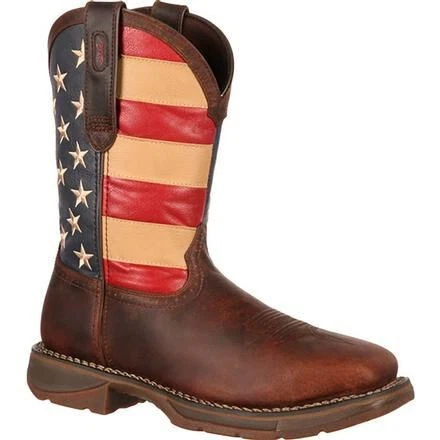 Rebel by Durango Men's Steel Toe Flag Western Flag Boot DARK BROWN AND UNION FLAG 10.5 Medium