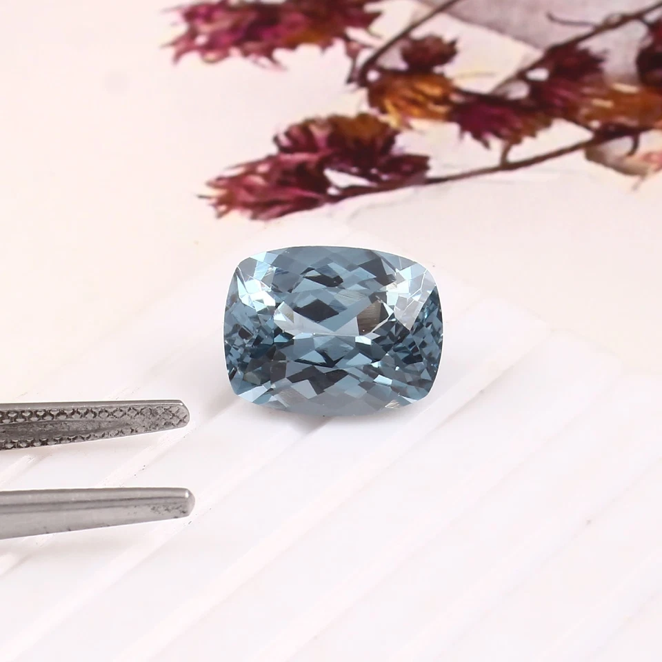 AAA 4.80 CT Natural Brazilian Sky Blue Spinel Loose Gemstone Cushion Cut 11x8 mm - Image 1 of 4