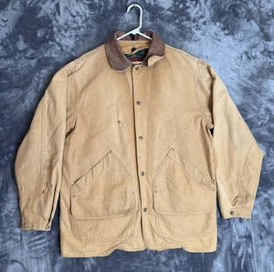 Vintage Woolrich Aztec Lined Barn Chore Long Sleeve Coat Size Medium Beige - Picture 1 of 7