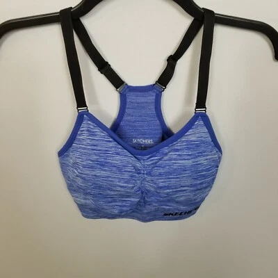 Sujetador deportivo SKECHER'S espalda deportiva ligeramente acolchado correa elástica púrpura azul talla M Foto 1 de 4