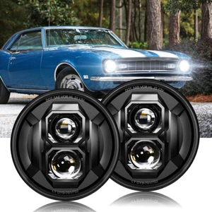 Brightest 2PC 7" Round LED Headlights Hi/Lo Headlamps for Chevy II Camaro Nova - Picture 1 of 11