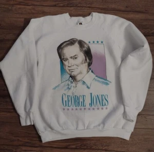 Vintage George Jones Sweatshirt XL* Printed Image White - Picture 1 of 5