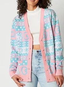 Sanrio Hello Kitty Long Sleeve Button Cardigan pink, blue. Size S - Picture 1 of 9