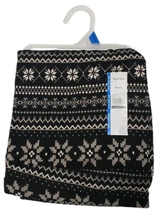 Time and Tru Black Fairisle Christmas Snowflake Plush High Rise Fitted Leggings - Picture 1 of 2