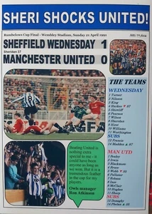 Sheffield Wednesday 1 Manchester Utd 0 - 1991 League Cup final - souvenir print - Picture 1 of 1