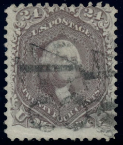 US 70a 24c 1861 George Washington brown lilac VG PF cert numeral "48" cancel - Picture 1 of 3