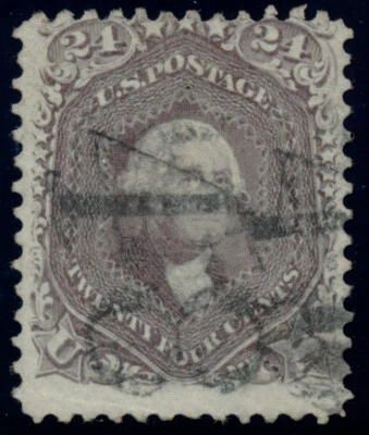 US 70a 24c 1861 George Washington brown lilac VG PF cert numeral "48" cancel - Image 1 of 3