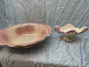 LargeLos Angeles Potteries Ceramic Grape Leaf Bowl Mid Century 1953 Vintage - Picture 1 of 24