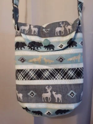 NEW Woodland Creatures Western print Crossbody Pouch Purse bag Flip Top Sling - Image 1 of 4