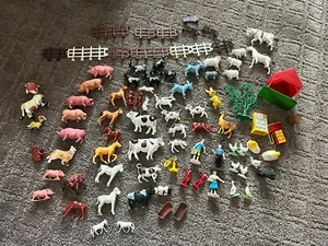 Plastic Train and Farm Lot with Train and Animals - 88 Pcs - Picture 1 of 12
