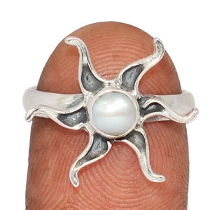 Sun - Cultured Pearl 925 Sterling Silver Ring Jewelry s.7.5 CR61362 - Picture 1 of 1