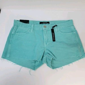 J Brand Womans Shorts 27 Teal Blue Corduroy Cotton Solid Pockets Cut Off - Picture 1 of 10