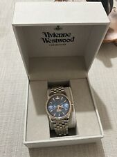 Vivienne Westwood Watch The Wallace Boxed Silver Gold Toned Strap Blue Face Mint