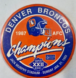 Denver Bronco 1987 AFC Champion Superbowl 22 3 Inch Pinback Button - Picture 1 of 3