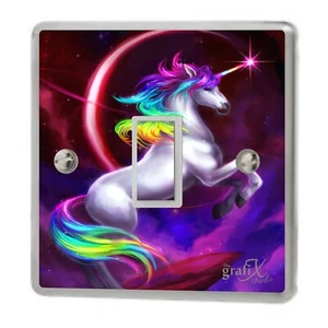 Pegatina de vinilo/cubierta de recubrimiento con interruptor de luz Unicornio y arco iris sw148 - Imagen 1 de 4