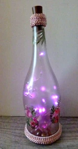 FLAMINGOS Pink Fairy Light Frosted Bottle Lamp Liquor Bottle Battery lights 12.5 - Picture 1 of 4