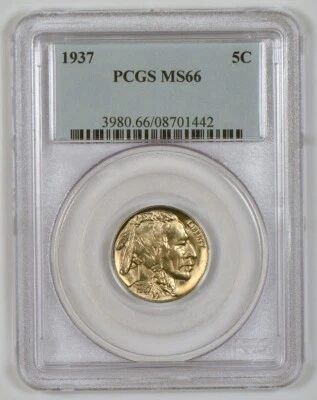 1937 Buffalo Nickel Coin from the Philadelphia Mint Graded MS66 by PCGS - Image 1 of 4