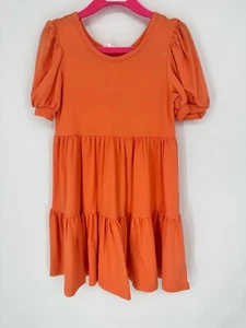 DotDotSmile Girls Solid Tangerine Orange Tier Dress Size 3/4 New With Tags - Picture 1 of 4