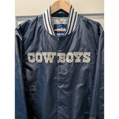 Dallas Cowboys NFL Ultra Game Satin Bomber Jacket Men's Size M Blue White - Image 1 of 4