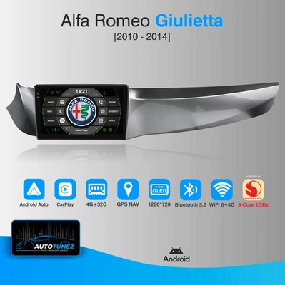 Autoradio per Alfa Romeo Giulietta 2010/2014 Display 9"  4G+32G 8-Core 2.0 Ghz - Immagine 1 di 4