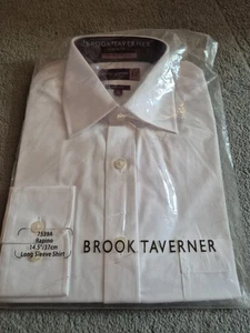 Brook Taverner Men's Rapino White Long Sleeve Shirt 14.5/37cm - Picture 1 of 3