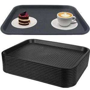 12 Pack Cafeteria Trays, 13 x 10 Inch Plastic Fast Food Serving Trays, Restau... - Picture 1 of 5