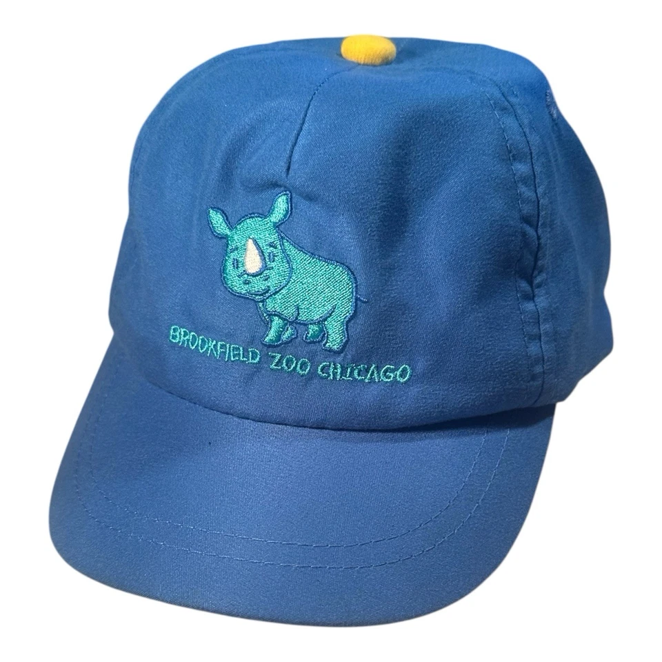 Sombrero Brookfield Zoo Chicago Niño Pequeño Azul Rinoceronte Bordado Gorra Ajustable Recuerdo Foto 1 de 4