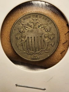 (2) Coins an 1866 Shield Nickel With Rays 5c & an 1869 Shield Nickel 5c Without! - Picture 1 of 4