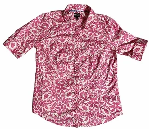 Talbots Button Up Shirt Damen Petite Pink & White Floral Sh. Ärmel Manschettenknöpfe - Bild 1 von 7