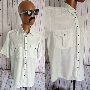 Selextion Camicia Vintage Seta -Grande- Verde Molto Pallido Floaty New Wave CD01u - Foto 1 di 11