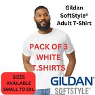3 PACK White Gildan Mens/Womens T-Shirt Heavy Cotton Plain Short Sleeve Tee