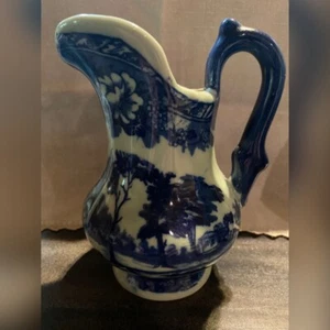 Brocca vintage Victoria Ware pietra di ferro blu bianco 6" - Foto 1 di 4