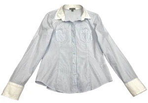 James Perse Blue White Stripe Cotton Button Long Sleeve Shirt Top Women's 3 - Picture 1 of 13