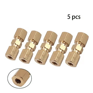 5x Brass Compression Pipe Line Joint Connector Coupler Brake Lines Union 3/16 UK - Picture 1 of 10