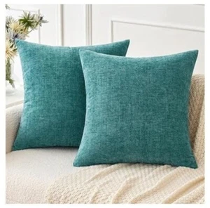 Chenile türkis weiche Überwurfbezüge - 20x20 - Wohnzimmer Sofa, 2er-Pack KOSTENLOSER VERSAND - Bild 1 von 3