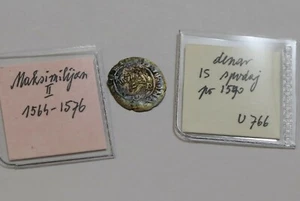 HUNGARY Maximilian II 1564-1576) Silver DENAR 1574 V766 SHARP DETAILS B41 WU11 - Picture 1 of 4