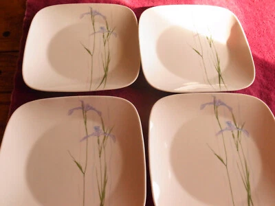 4 Corning Corelle SQUARE Shadow Iris 10.25" Dinner Plates-16 Available-So Pretty - Image 1 of 4