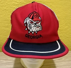 Vintage 1980s Georgia Bulldogs 3 Stripe Trucker Snapback Hat RARE - Picture 1 of 7