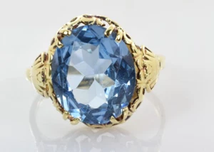 Antique Topaz Ring in 14k Yellow Gold 4.04 Carats Size 6.5 - Picture 1 of 6