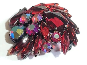 Broche japonés vintage sin firmar blanco o austria rojo diamantes de imitación gammat - Imagen 1 de 12