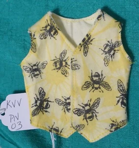 Black Bees & Yellow Reversible Vest for 11"-12" fashion doll KVVPN03 - Picture 1 of 5