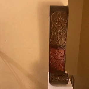 A Metal Tin Pillar Candle Holder Wall Decor Multicolored Floral Designs 24X5” - Picture 1 of 12
