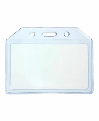 ID Card Holder Clear Double Sided Horizontal Badge Durable Wallet 9x5.5cm 1pc UK