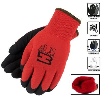 RK SAFETY Safety Winter Insulated Double Lining Rubber Coated Work Gloves -BGWANS-RD