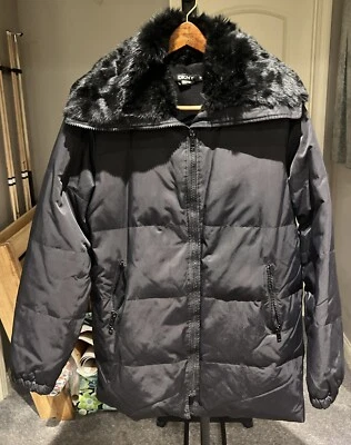 DKNY Womens Medium Fleece Lined Puffer with Faux Fur Collar - Black - Preowned - Image 1 of 4